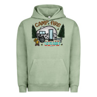 Pigment Oil Green camp fire squad Urban Hoodie - CowhideDigitalArt