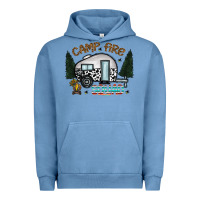 Pigment Pebble Blue camp fire squad Urban Hoodie - CowhideDigitalArt
