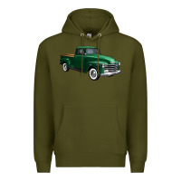 Army Green western green truck right 34 view 1 Premium Hoodie - FaDigitalArtStudio