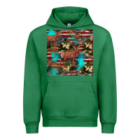 Emerald hunting deer american flag seamless pattern Urban Hoodie - HRA Design Shop