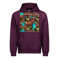 Mauve Wine hunting deer american flag seamless pattern Urban Hoodie - HRA Design Shop