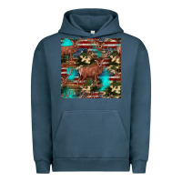 Pigment Midnight Navy hunting deer american flag seamless pattern Urban Hoodie - HRA Design Shop