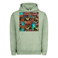 Pigment Oil Green hunting deer american flag seamless pattern Urban Hoodie - HRA Design Shop