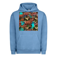 Pigment Pebble Blue hunting deer american flag seamless pattern Urban Hoodie - HRA Design Shop