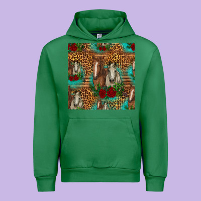 Horses With Roses Seamless Pattern Urban Hoodie Designed By Hra Design Shop