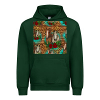 Forest Green horses with roses seamless pattern Urban Hoodie - HRA Design Shop