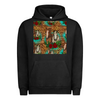 Pigment Black horses with roses seamless pattern Urban Hoodie - HRA Design Shop