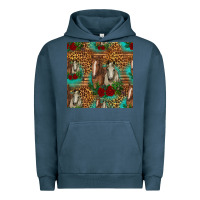 Pigment Midnight Navy horses with roses seamless pattern Urban Hoodie - HRA Design Shop