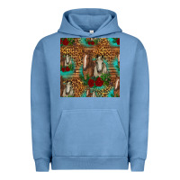 Pigment Pebble Blue horses with roses seamless pattern Urban Hoodie - HRA Design Shop