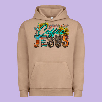 Give Me Coffee Jesus Urban Hoodie Designed By Racoondesign