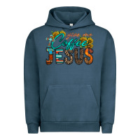 Pigment Midnight Navy give me coffee jesus Urban Hoodie - RacoonDesign
