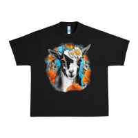 Black Daisy Goat With Background Urban Heavy Tee - RanaPortraitStore