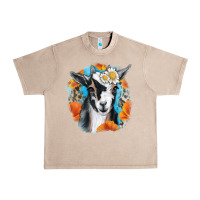 French Oak Daisy Goat With Background Urban Heavy Tee - RanaPortraitStore