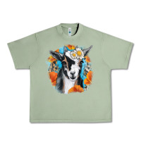 Oil Green Daisy Goat With Background Urban Heavy Tee - RanaPortraitStore