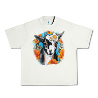 Pistachio Daisy Goat With Background Urban Heavy Tee - RanaPortraitStore