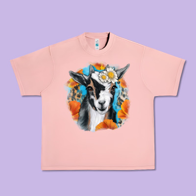 Daisy Goat With Background Urban Heavy Tee Designed By Ranaportraitstore