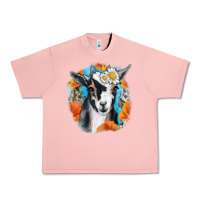 Salmon Daisy Goat With Background Urban Heavy Tee - RanaPortraitStore