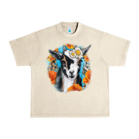 Sandshell Daisy Goat With Background Urban Heavy Tee - RanaPortraitStore