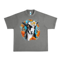 Tornado Daisy Goat With Background Urban Heavy Tee - RanaPortraitStore