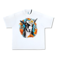 White Daisy Goat With Background Urban Heavy Tee - RanaPortraitStore