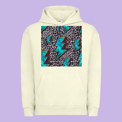 Turquoise Lightning Bolt Seamless Pattern Urban Hoodie Designed By Hra Design Shop