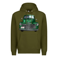 Army Green western green truck front view Premium Hoodie - FaDigitalArtStudio