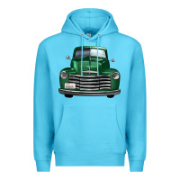 Ocean Blue western green truck front view Premium Hoodie - FaDigitalArtStudio