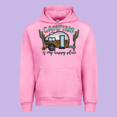 Camping Is My Happy Place Urban Hoodie Designed By Cowhidedigitalart