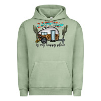 Pigment Oil Green camping is my happy place Urban Hoodie - CowhideDigitalArt