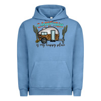 Pigment Pebble Blue camping is my happy place Urban Hoodie - CowhideDigitalArt
