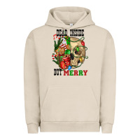 Pigment French Oak Dead İnside But Merry Human Skull Urban Hoodie - FaDigitalArtStudio