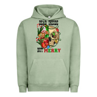 Pigment Oil Green Dead İnside But Merry Human Skull Urban Hoodie - FaDigitalArtStudio
