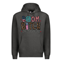 Charcoal Heather boom bitch Premium Hoodie - CowhideDigitalArt