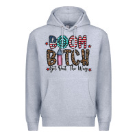 Heather Grey boom bitch Premium Hoodie - CowhideDigitalArt