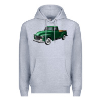 Heather Grey western green truck right 34 view Premium Hoodie - FaDigitalArtStudio