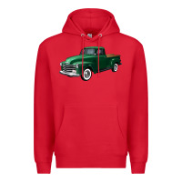 Red western green truck right 34 view Premium Hoodie - FaDigitalArtStudio