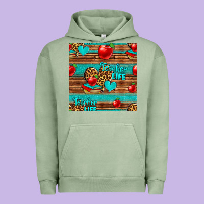 Teacher Life Seamless Pattern Urban Hoodie Designed By Hra Design Shop