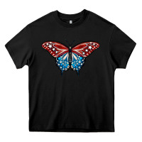 Black Patriotic American Flag Butterfly 4th of July Heavy Core Tee - LillyAllenDesigns