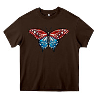 Chocolate Brown Patriotic American Flag Butterfly 4th of July Heavy Core Tee - LillyAllenDesigns