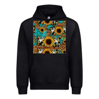 Black sunflower cowhide mom seamless pattern Urban Hoodie - HRA Design Shop