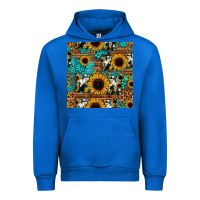 Cobalt sunflower cowhide mom seamless pattern Urban Hoodie - HRA Design Shop