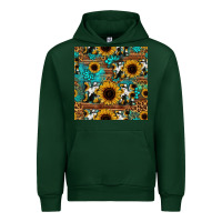 Forest Green sunflower cowhide mom seamless pattern Urban Hoodie - HRA Design Shop