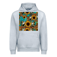 Heather Grey sunflower cowhide mom seamless pattern Urban Hoodie - HRA Design Shop