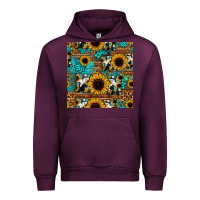Mauve Wine sunflower cowhide mom seamless pattern Urban Hoodie - HRA Design Shop