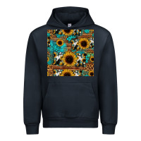 Navy sunflower cowhide mom seamless pattern Urban Hoodie - HRA Design Shop