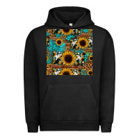 Pigment Black sunflower cowhide mom seamless pattern Urban Hoodie - HRA Design Shop