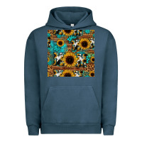 Pigment Midnight Navy sunflower cowhide mom seamless pattern Urban Hoodie - HRA Design Shop