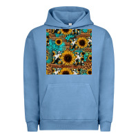 Pigment Pebble Blue sunflower cowhide mom seamless pattern Urban Hoodie - HRA Design Shop
