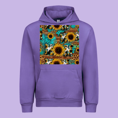 Sunflower Cowhide Mom Seamless Pattern Urban Hoodie Designed By Hra Design Shop
