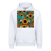 White sunflower cowhide mom seamless pattern Urban Hoodie - HRA Design Shop